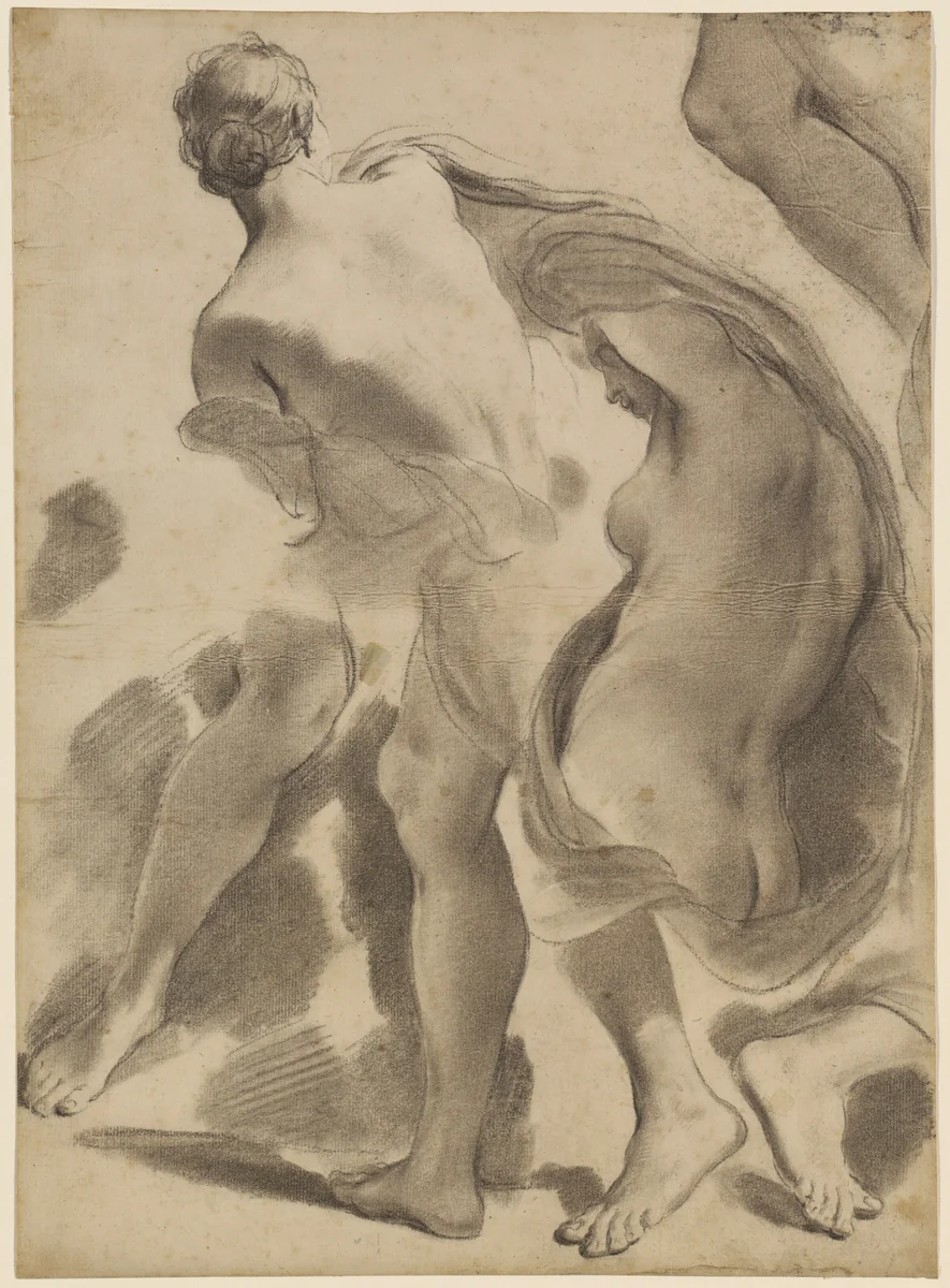 Studies of Female Nudes by Gaetano Gandolfi, drawing, 1785-1790