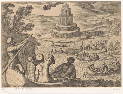 Vuurtoren van Alexandrië by Antonio Tempesta, print, 1608