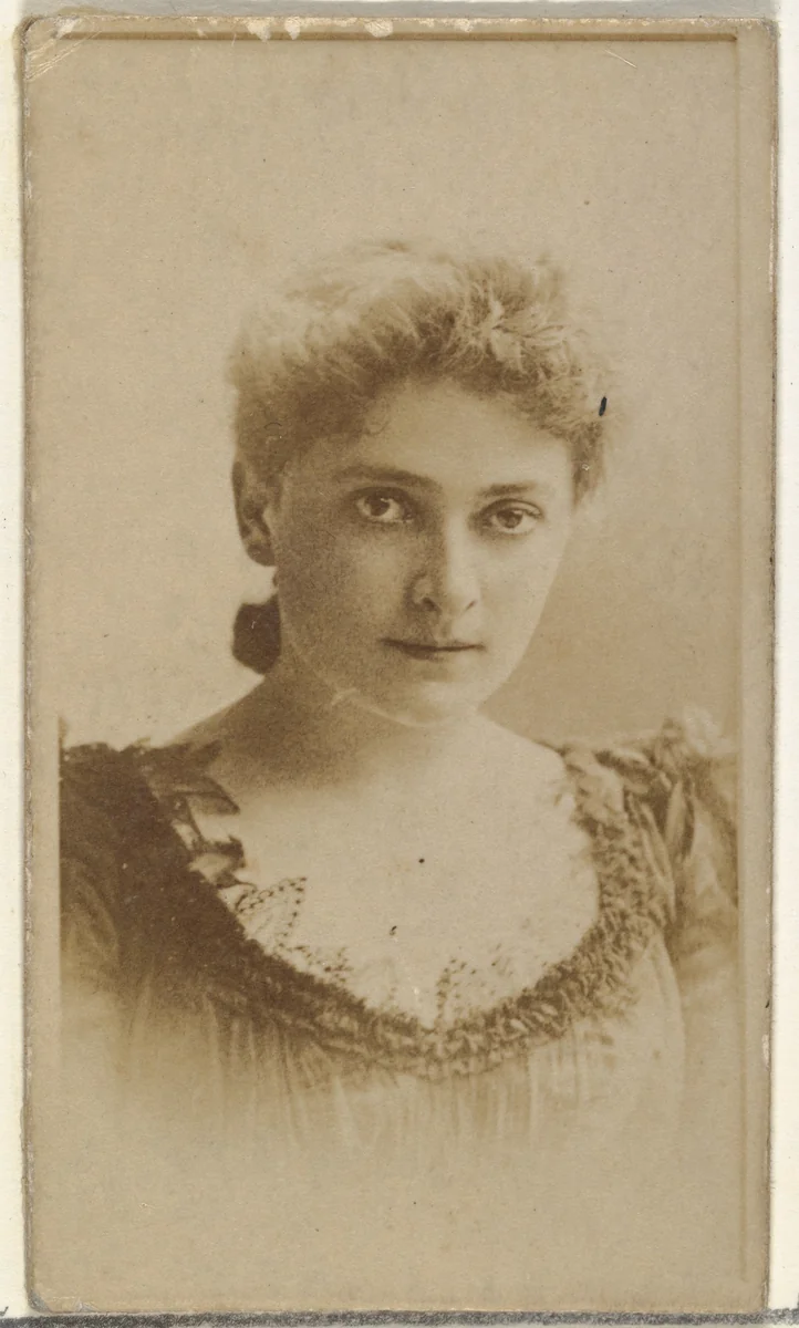 [Actress wearing dress with embellished neckline], from the Actors and Actresses series (N145-8) issued by Duke Sons & Co. to promote Duke Cigarettes by W. Duke, Sons & Co., photograph, 1890-1895