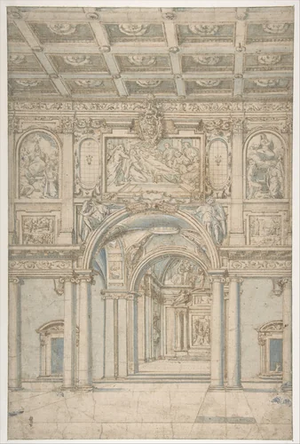 Study of the Interior of Santa Maria Maggiore in Rome by Paolo de Angelis, drawing, 1621-1646