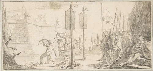 Illustration for a Book: Siege of a City by Giovanni Battista Tiepolo, drawing, 1696-1770