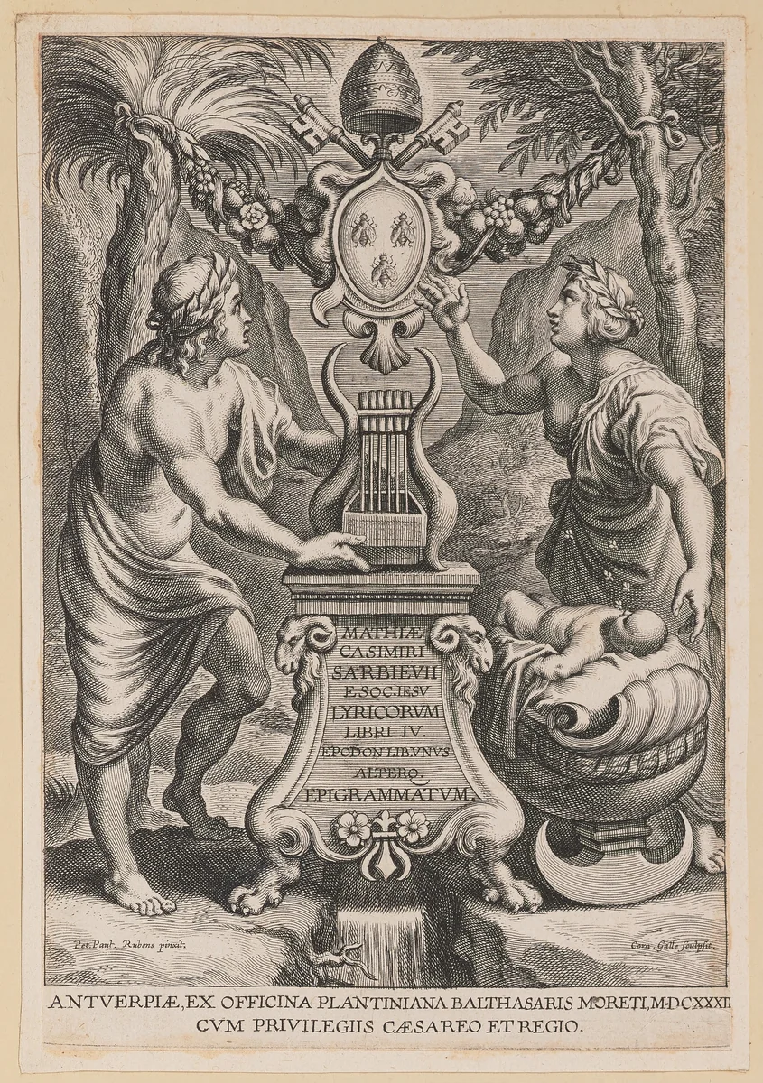Title Page for M.C. Sarbievski, Lyricorum Libri IV by Cornelis Galle
Peter Paul Rubens, print, 1632