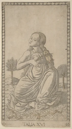Talia (Thalia) by Master of the E-Series Tarocchi, print, 1465