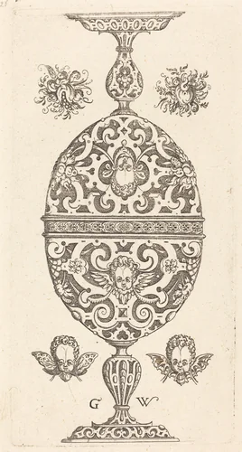 Two small goblets superimposed in reverse by Georg Wechter, print, 1579