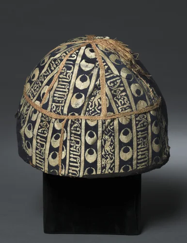 Cap with Striped Inscribed Silk by Unknown, textile, 1293-1341