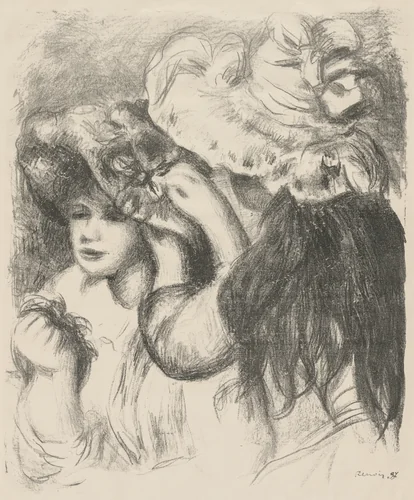 Pinning the Hat by Pierre-Auguste Renoir, print, 1897