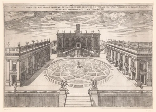 Capitolijn in Rome volgens herwerking Michelangelo by Unknown, print, 1569