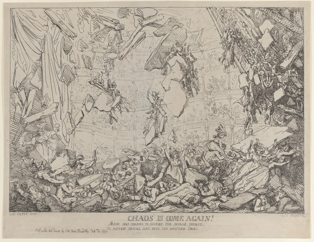 Chaos is Come Again! by Thomas Rowlandson, print, 1791