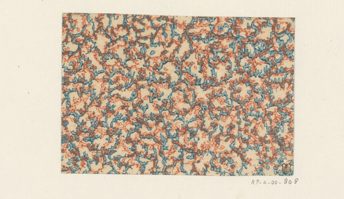 Blad met over het gehele blad lopende kronkelende lijnen by anonymous, print, 1750-1950