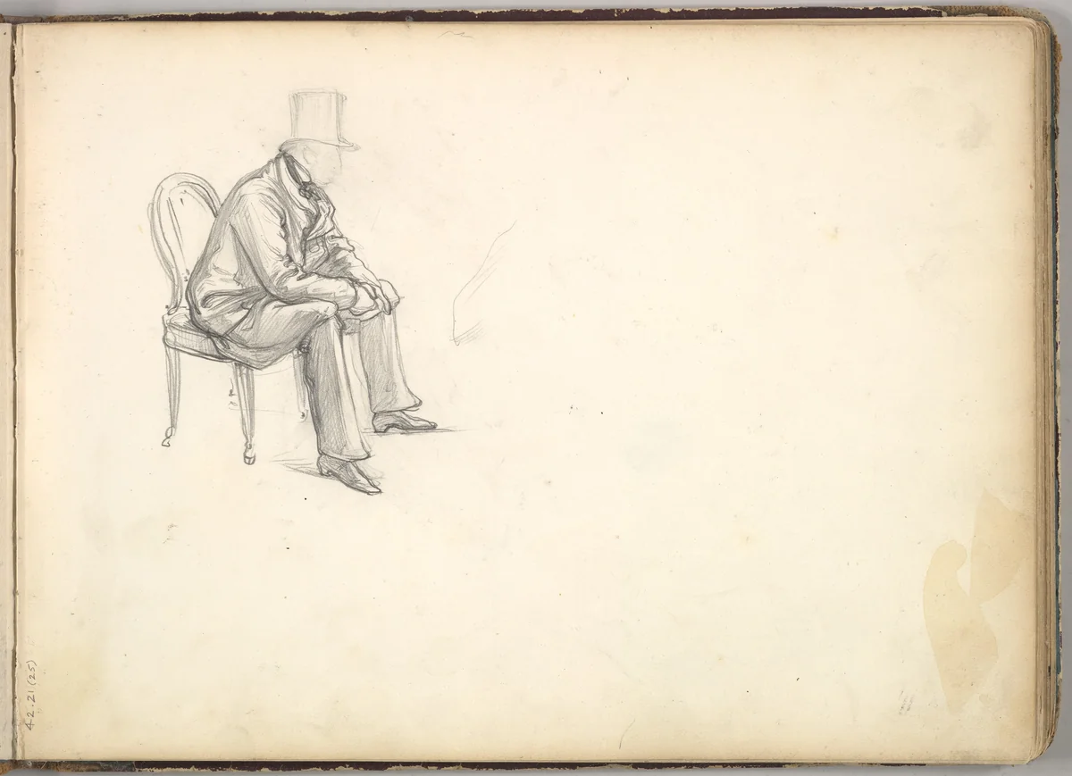 Man Seated on a Chair by Frederic Leighton, drawing, 1850-1860