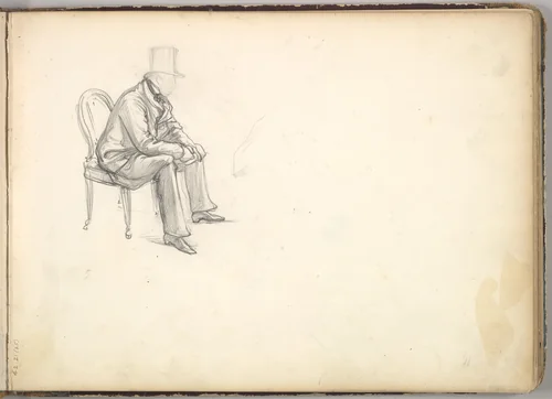 Man Seated on a Chair by Frederic Leighton, drawing, 1850-1860