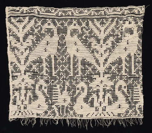 Fragment of a Border with Standing and Seated Birds Amidst Vegetation by Unknown, textile, 1500-1599