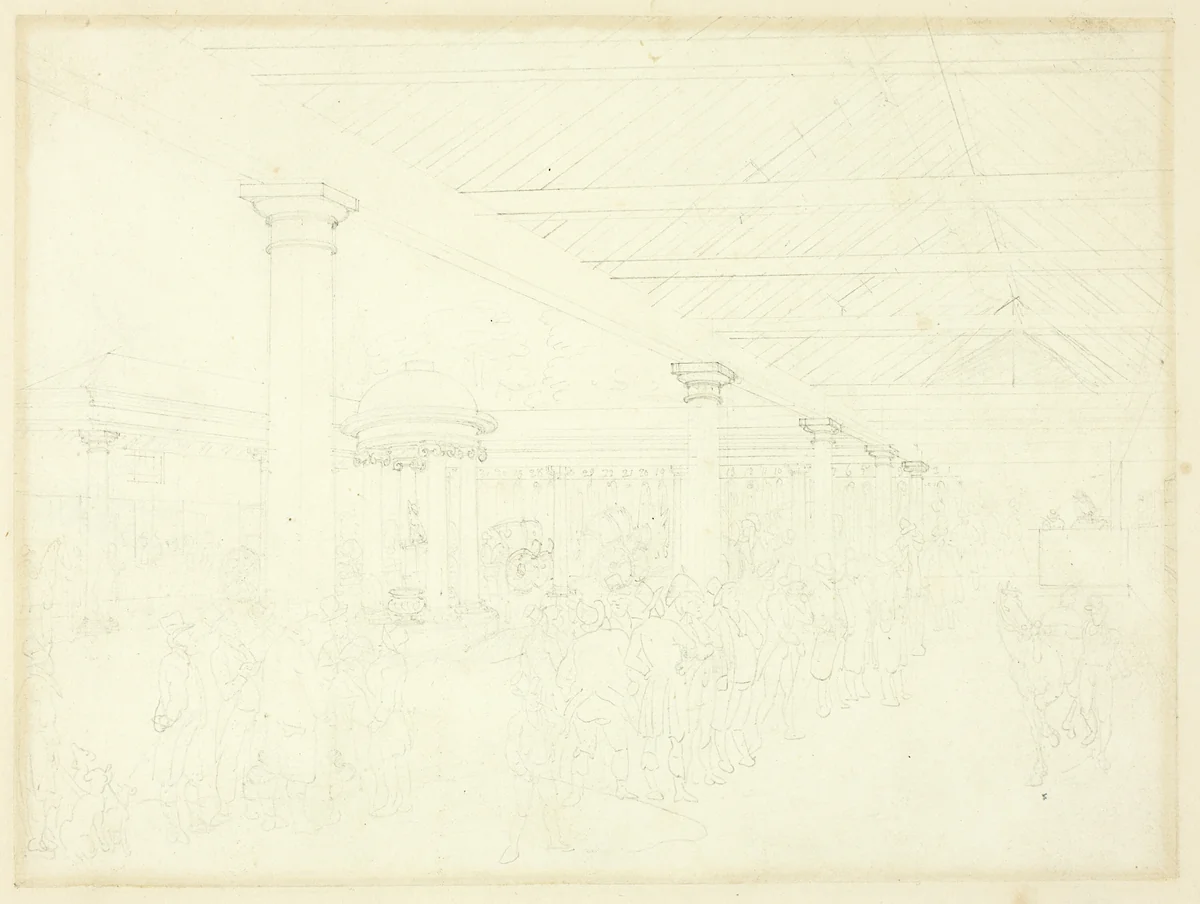 Study for Tattersall's Repository, from Microcosm of London by Augustus Charles Pugin
Thomas Rowlandson, drawing, 1807-1809