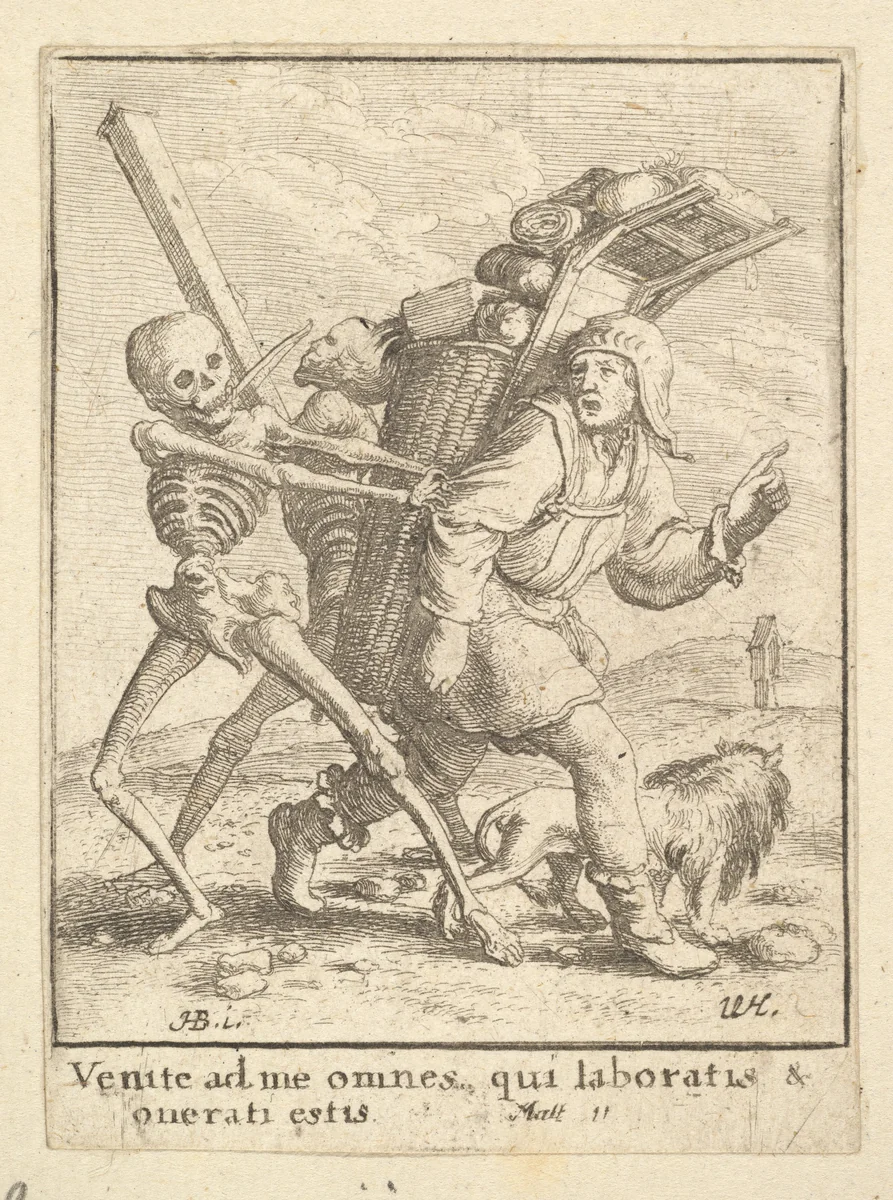 The Pedlar, from the Dance of Death by Wenceslaus Hollar, print, 1651-1800