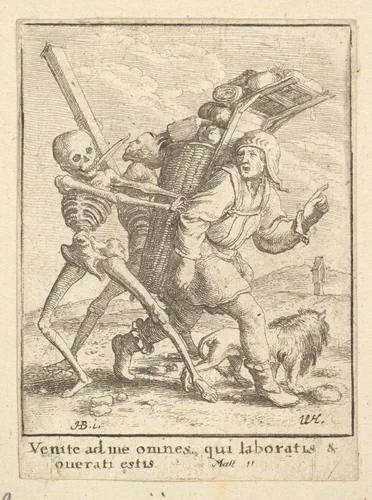 The Pedlar, from the Dance of Death by Wenceslaus Hollar, print, 1651-1800