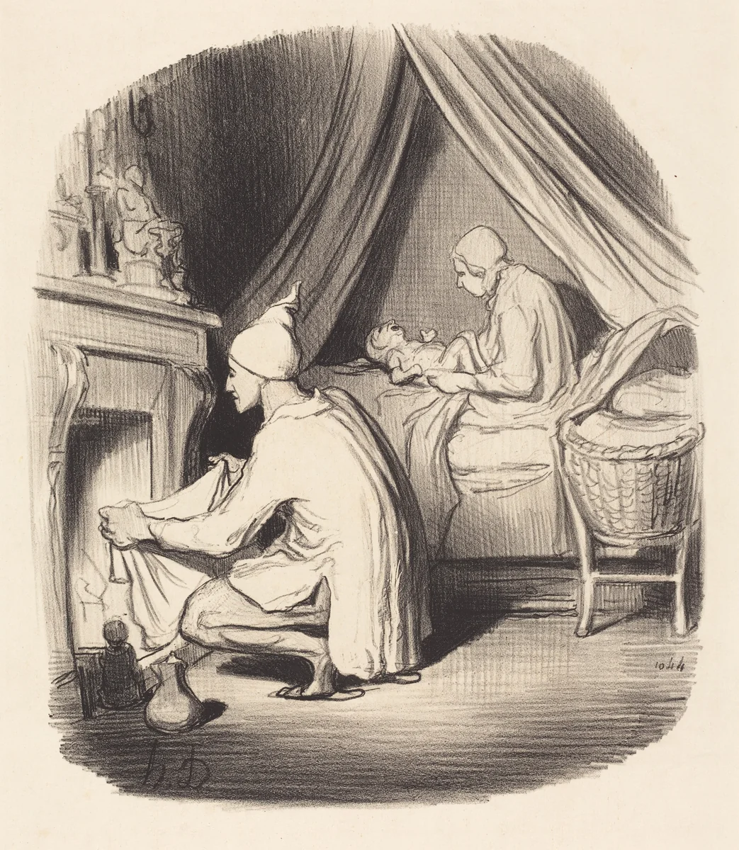 Une Nuit agitée by Honoré Daumier, print, 1847