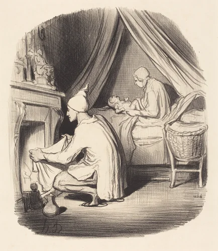 Une Nuit agitée by Honoré Daumier, print, 1847