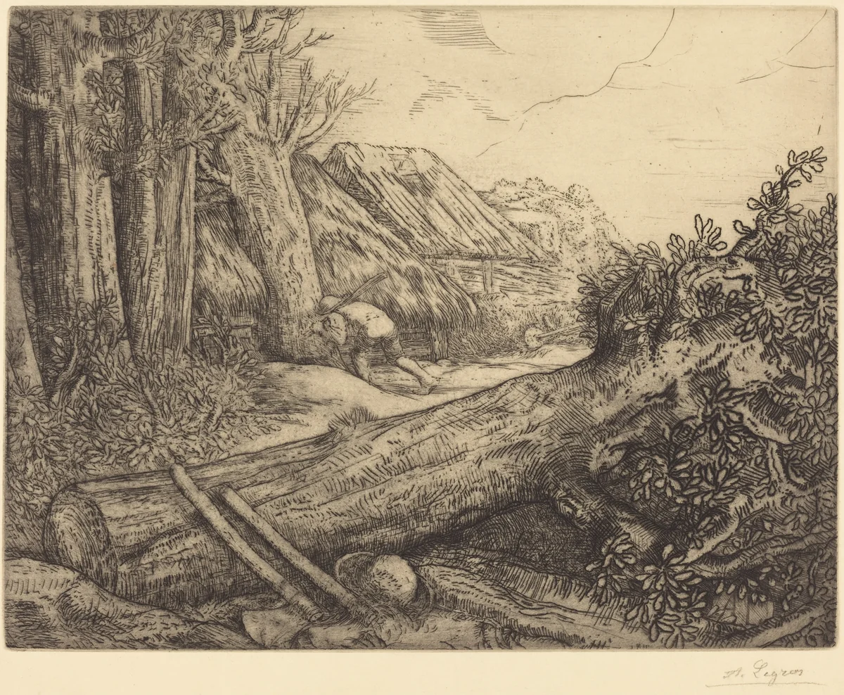 At the Home of the Woodcutters (Chez les bocherons) by Alphonse Legros, print, 1837-1911