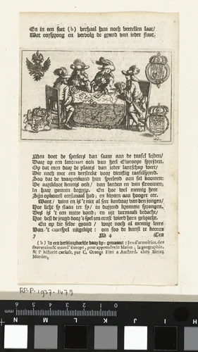Vier kaartspelende mannen by Johannes Hilarides, print, 1695