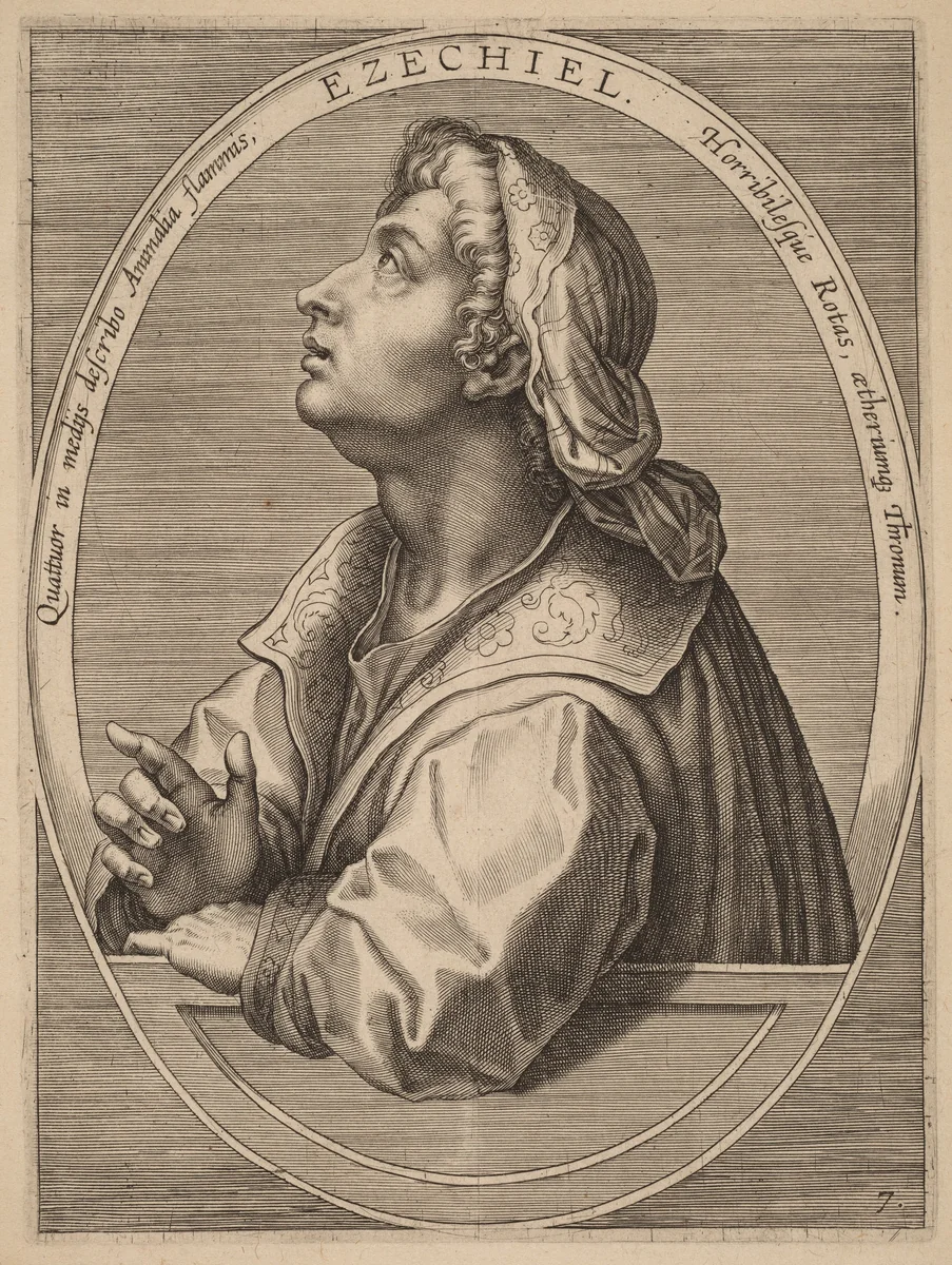 Ezechial by Theodor Galle; Jan van der Straet, print, 1613