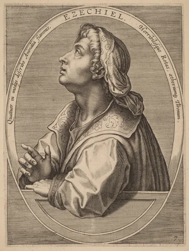 Ezechial by Theodor Galle; Jan van der Straet, print, 1613