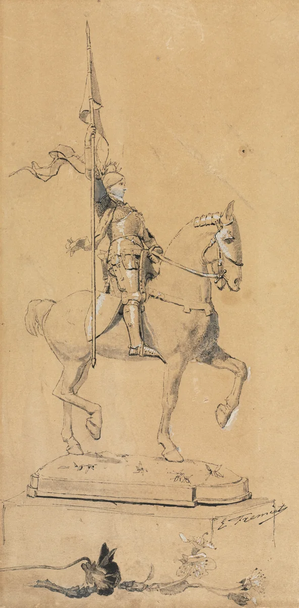 Joan of Arc on Horseback by Emmanuel Fremiet, drawing, 1884-1904