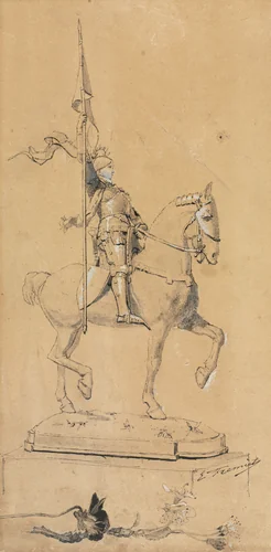 Joan of Arc on Horseback by Emmanuel Fremiet, drawing, 1884-1904