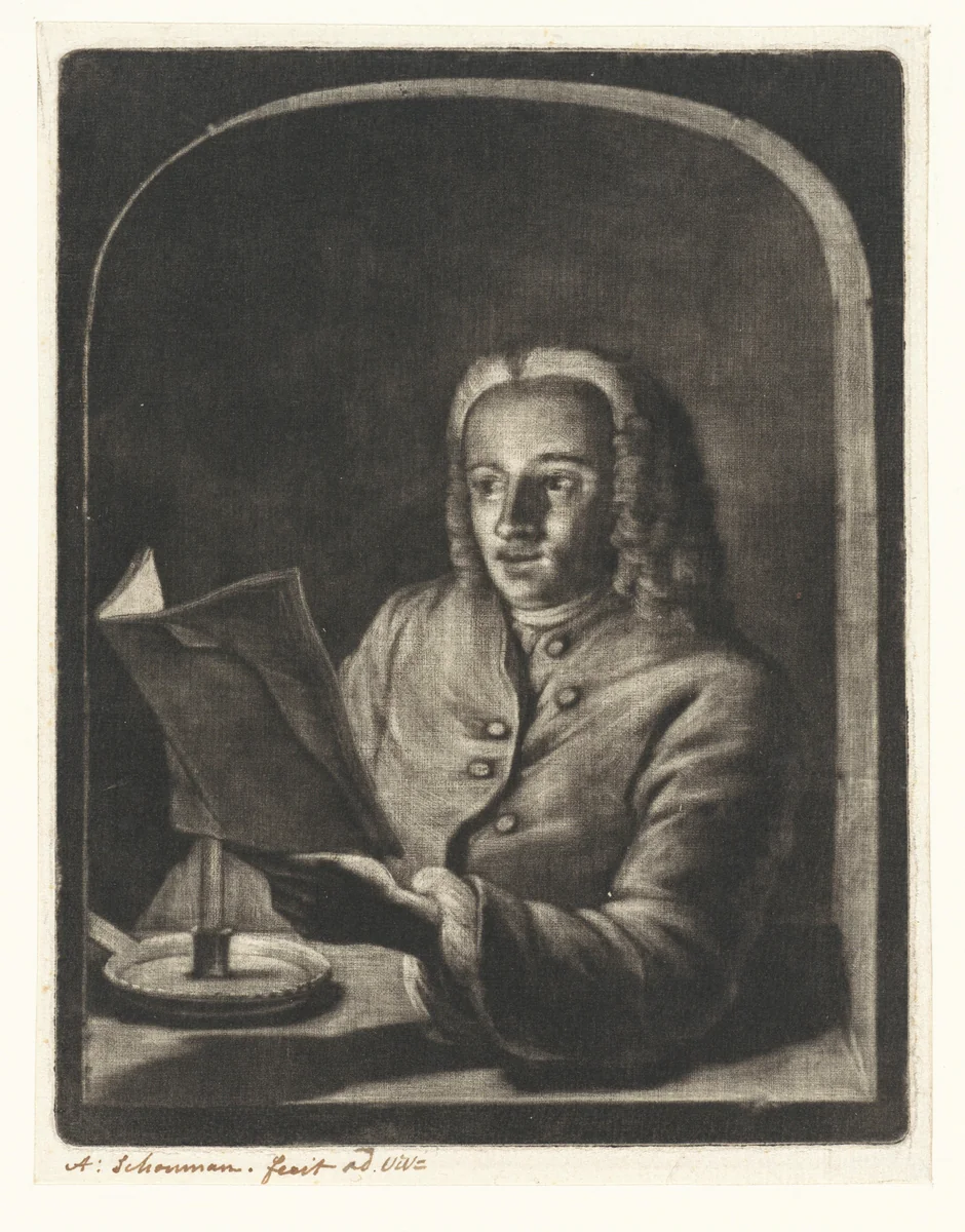 Man bij kaarslicht, mogelijk Jan Snellen by Aert Schouman, print, 1720-1792