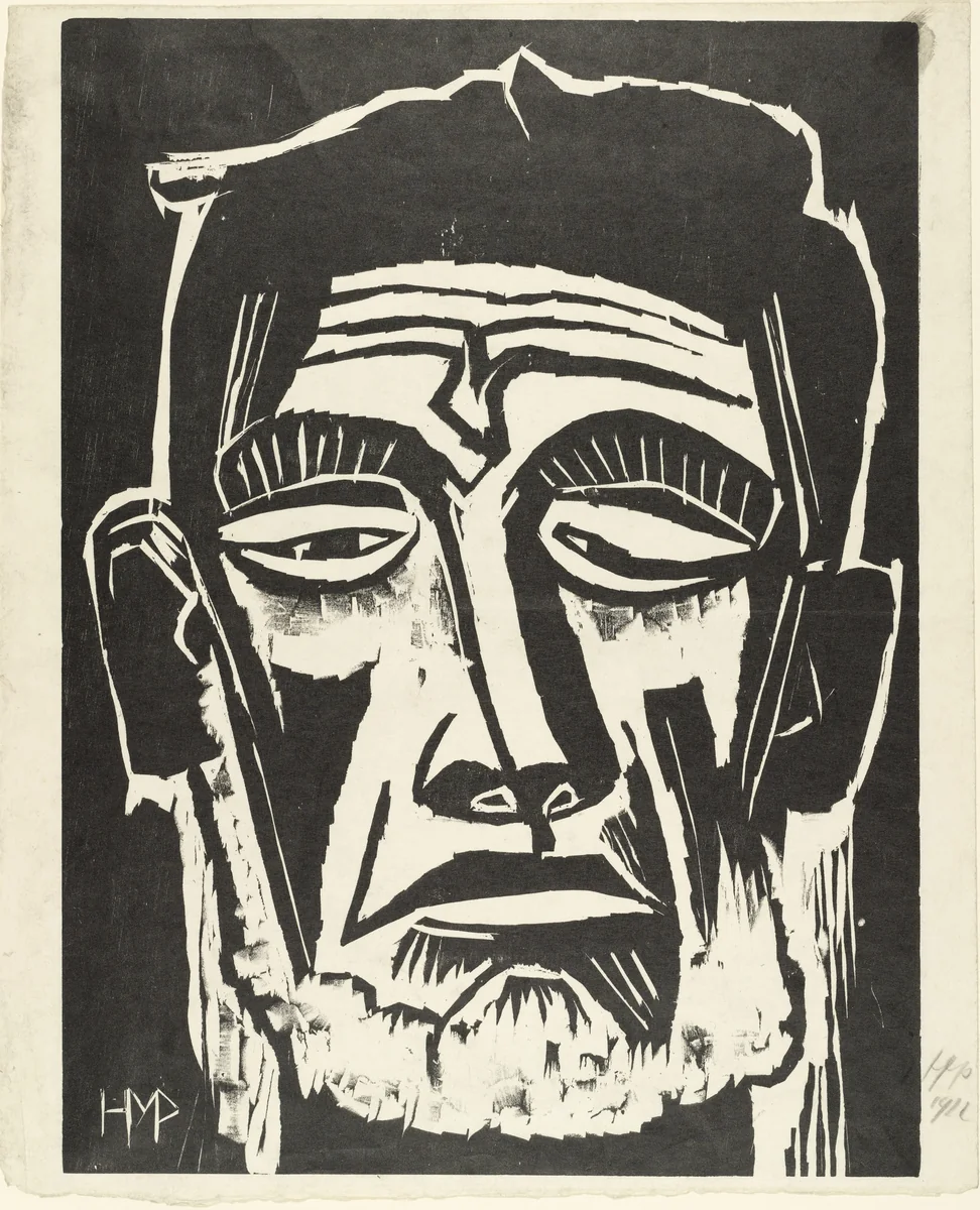 Head of a Sailor (Fisherman's Head) (Kopf eines Seemannes [Fischerkopf]) from the portfolio Dedicated to Arno Holz on his 60th Birthday by German Artists (Arno Holz zum sechzigsten Geburtstage, gewidmet von deutschen Künstlern) by Max Pechstein, print, 1922