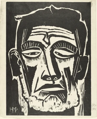 Head of a Sailor (Fisherman's Head) (Kopf eines Seemannes [Fischerkopf]) from the portfolio Dedicated to Arno Holz on his 60th Birthday by German Artists (Arno Holz zum sechzigsten Geburtstage, gewidmet von deutschen Künstlern) by Max Pechstein, print, 1922