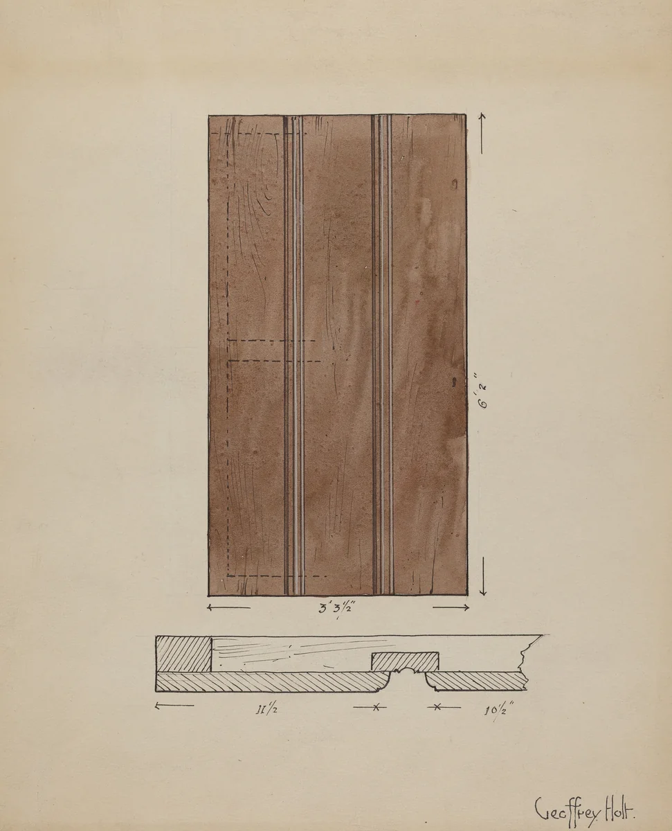 Original Inside Door to Sacristy by Geoffrey Holt, index of american design, 1936