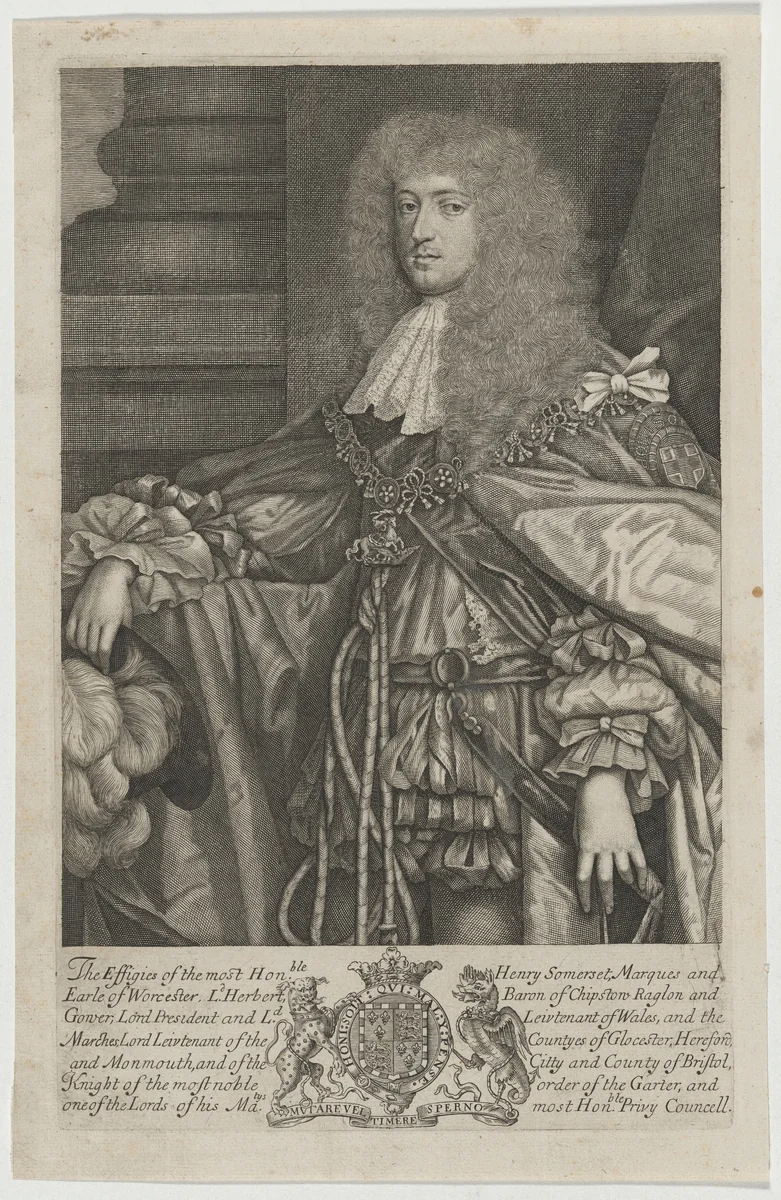 Henry Somerset, First Duke of Beaufort by Robert White, print, 1679
