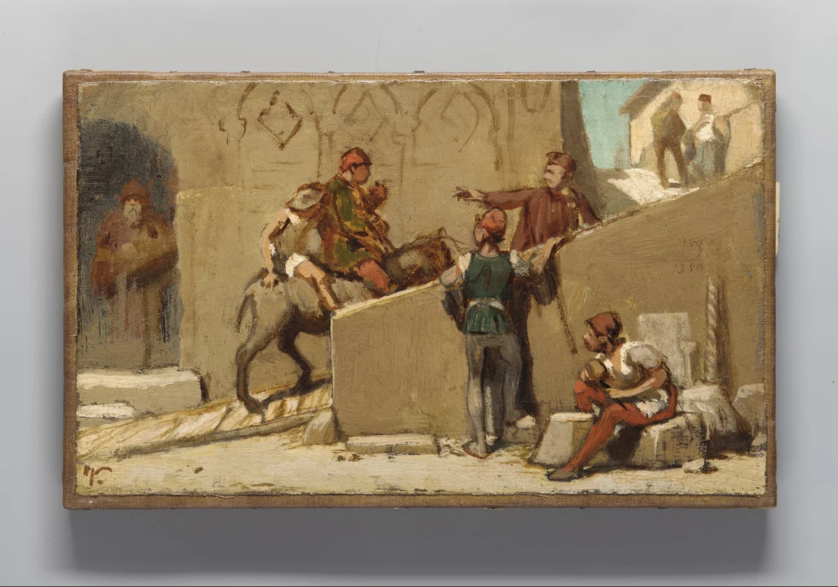 The Fable of the Miller, His Son, and the Donkey No. 5 by Elihu Vedder, artwork, 1864-1868