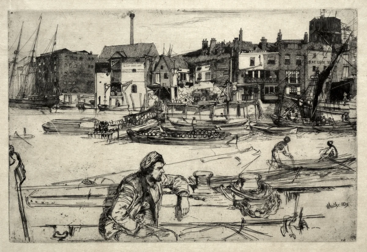 Black Lion Wharf by James McNeill Whistler, print, 1859