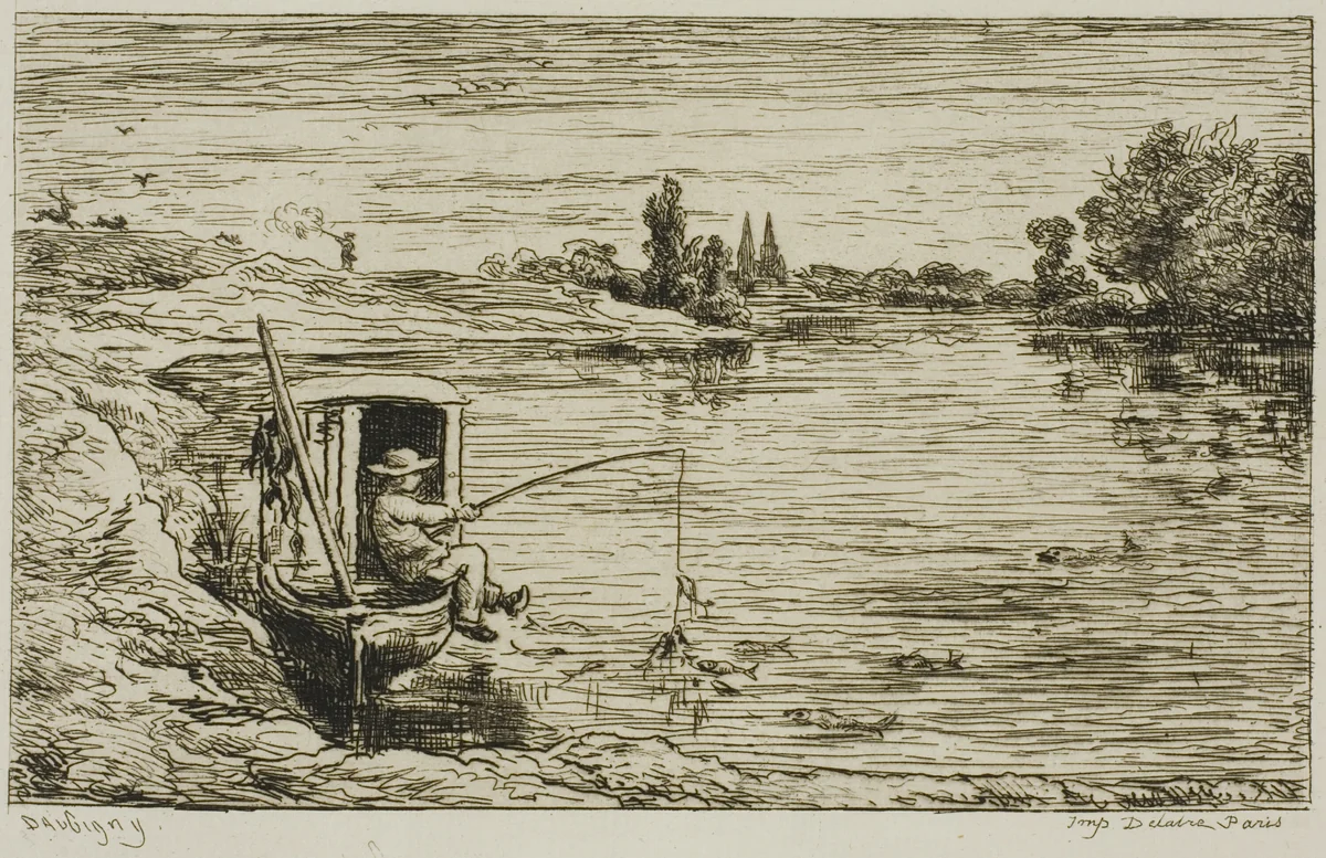 The Ship's Boy Fishing (Fishing with a Line) by Charles-François Daubigny, print, 1861
