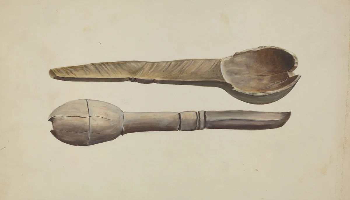 Carved Wooden Spoon by Conrado Barrio, index of american design, 1935-1942
