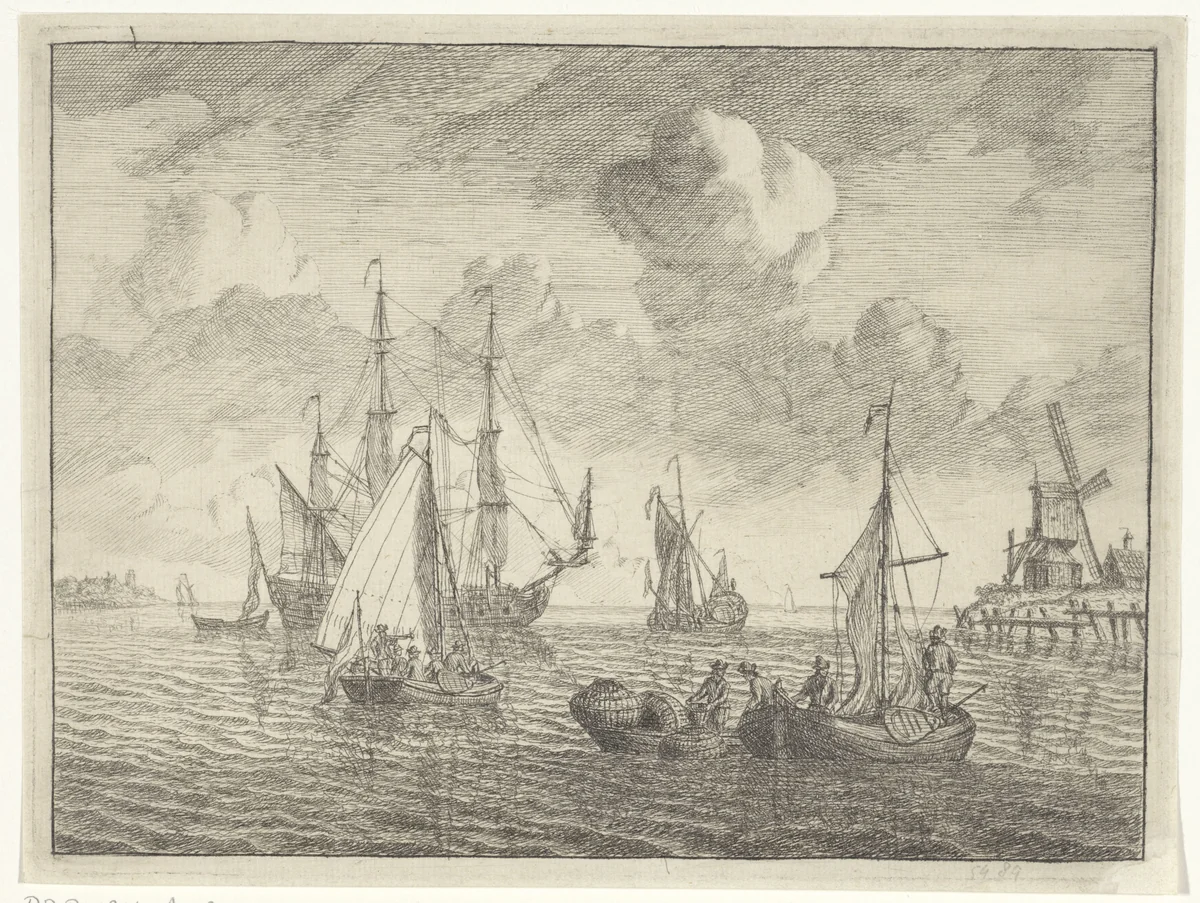 Gezicht op het IJ by Adam Silo, print, 1689-1760