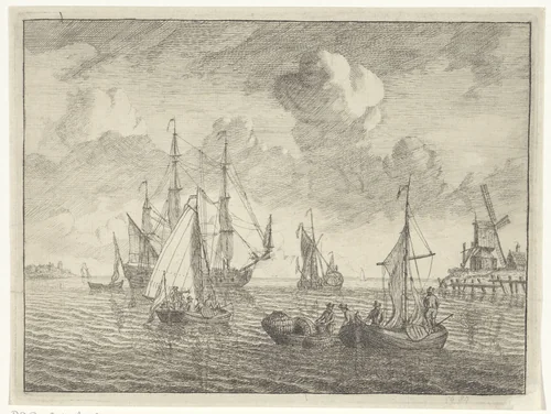 Gezicht op het IJ by Adam Silo, print, 1689-1760