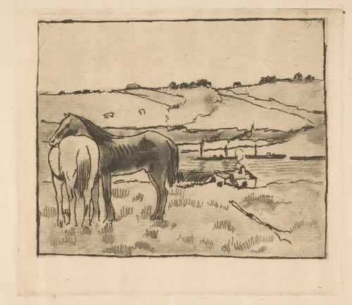 Horses in the Meadow by Edgar Degas, print, 1891-1892
