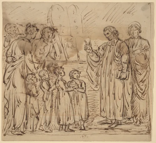 Bible Lesson [recto] by Mather Brown, drawing, 1780-1790