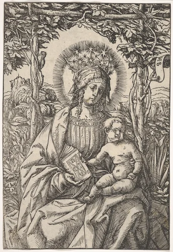 The Virgin with a Book in an Arbor by Hans Burgkmair, print, 1507-1509