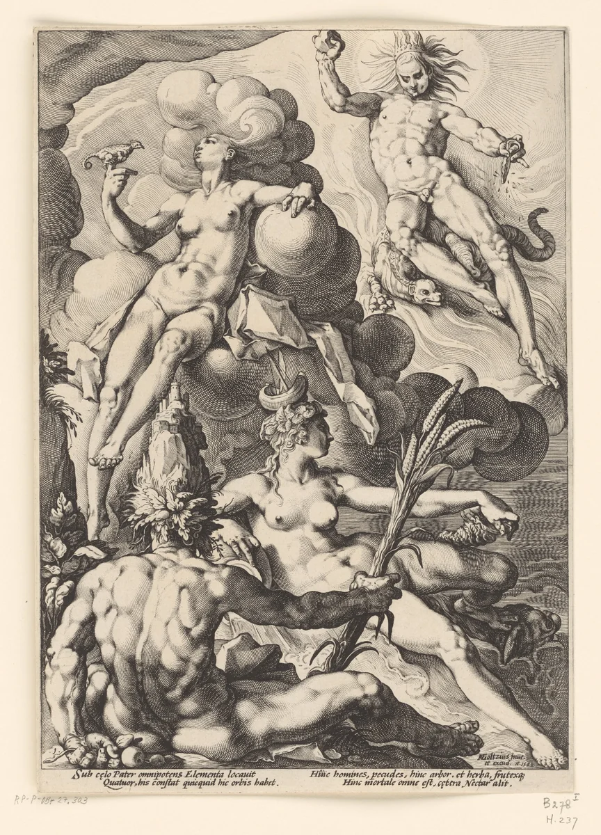 De vier elementen by Unknown, print, 1588