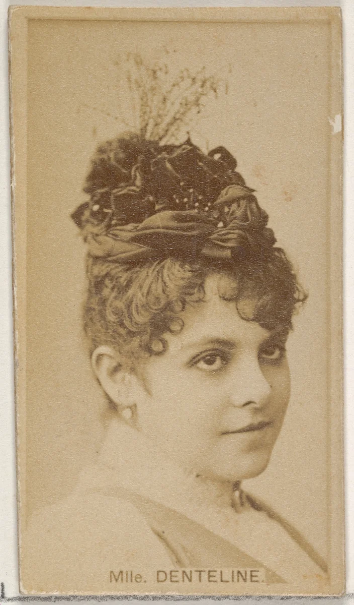 Mlle. Denteline, from the Actors and Actresses series (N45, Type 8) for Virginia Brights Cigarettes by Allen & Ginter, photograph, 1885-1891
