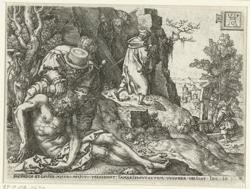 Barmhartige Samaritaan verzorgt de wonden by Unknown, print, 1554