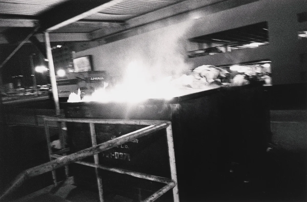 Dumpster Fire, Hollywood by Jim Goldberg, photograph, 1989