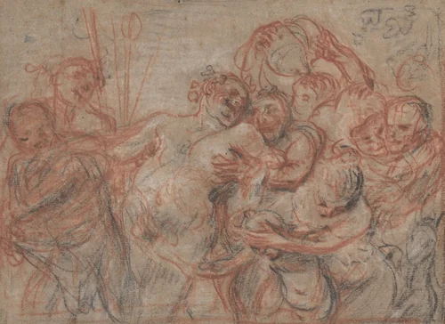 The March of Silenus [recto] by Antoine Watteau, drawing, 1715-1716