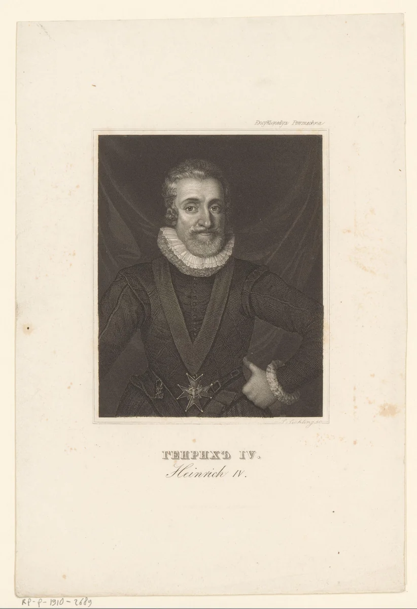 Portret van Hendrik IV, koning van Frankrijk en Navarra by Lazarus Gottlieb Sichling, print, 1822-1863