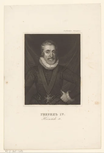 Portret van Hendrik IV, koning van Frankrijk en Navarra by Lazarus Gottlieb Sichling, print, 1822-1863