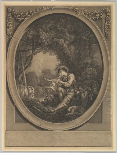 L'Départ du Courier (The Departure of the Messenger) by Jacques Firmin Beauvarlet, print, 1746-1797