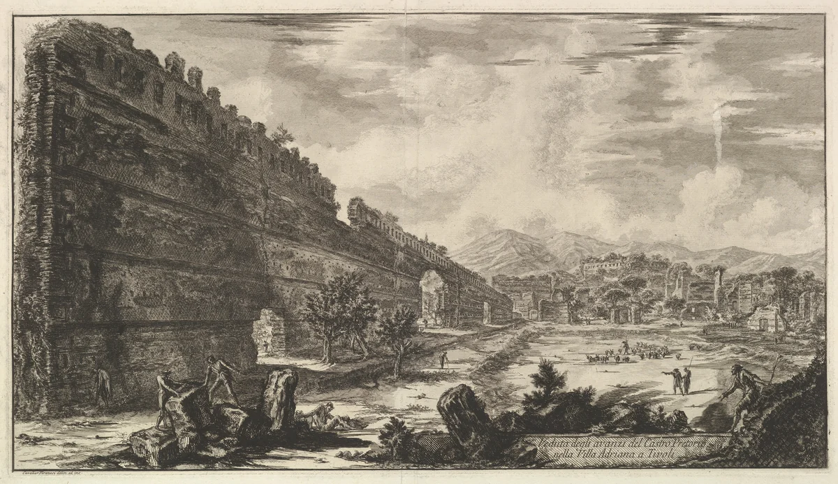 Veduta degli avanzi del Castro Pretorio nella Villa Adriana a Tivoli (View of the Remains of the Praetorian Fort [the Poecile], Hadrian's Villa, Tivoli) by Giovanni Battista Piranesi, print, 1770